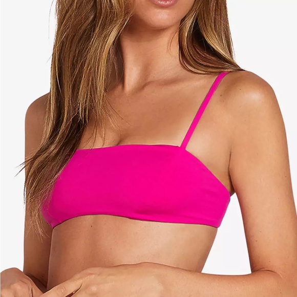 NWT Volcom Simply Seam Croplette Swim Top Fuschia Small - Picture 3 of 6